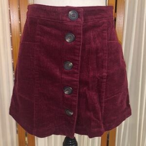 Button-Up Corduroy Mini Skirt
